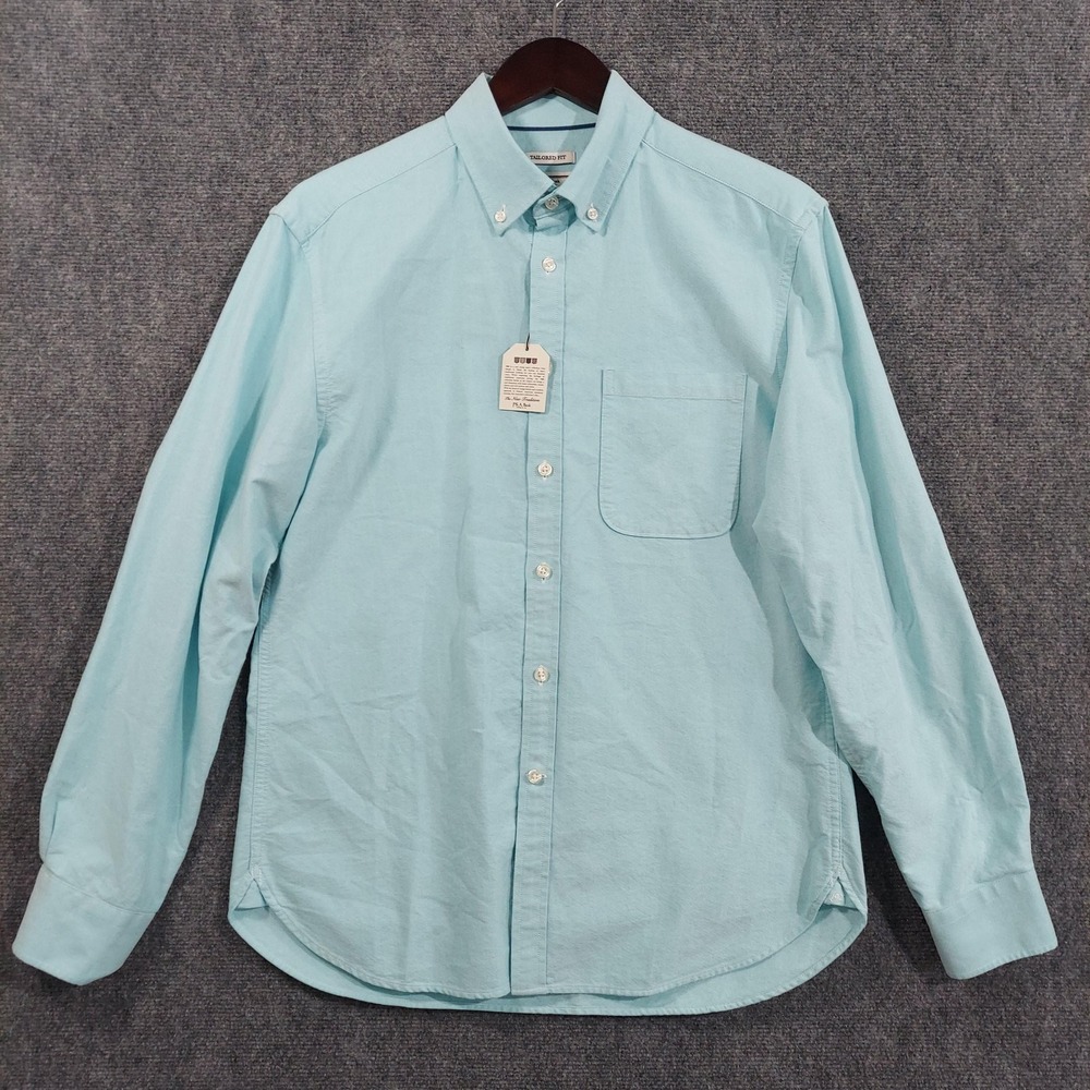 Jos. A. Bank Dress Shirt Mens M Blue Solid Slim Tailored Fit Cotton LS 1905